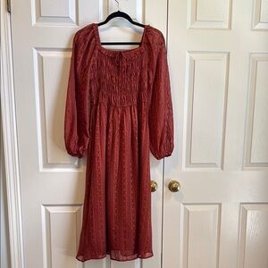 Skies Are Blue Orange Long Sleeve Dress